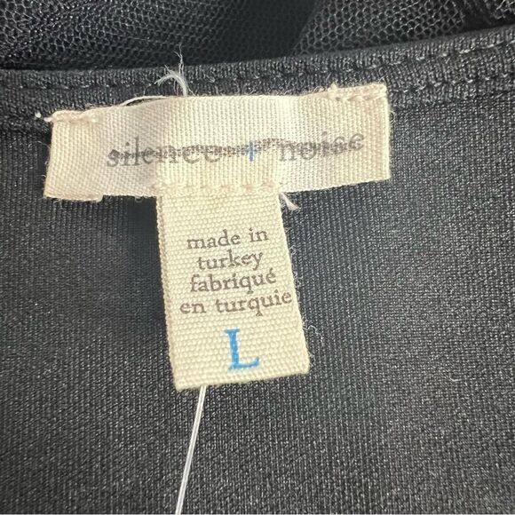 Silence + Noise Crop Top Womens Large Black Sleeveless Mesh Stretch Party - Picture 5 of 6